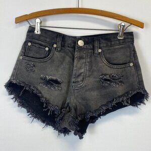Superdown Black Distressed Jean Shorts